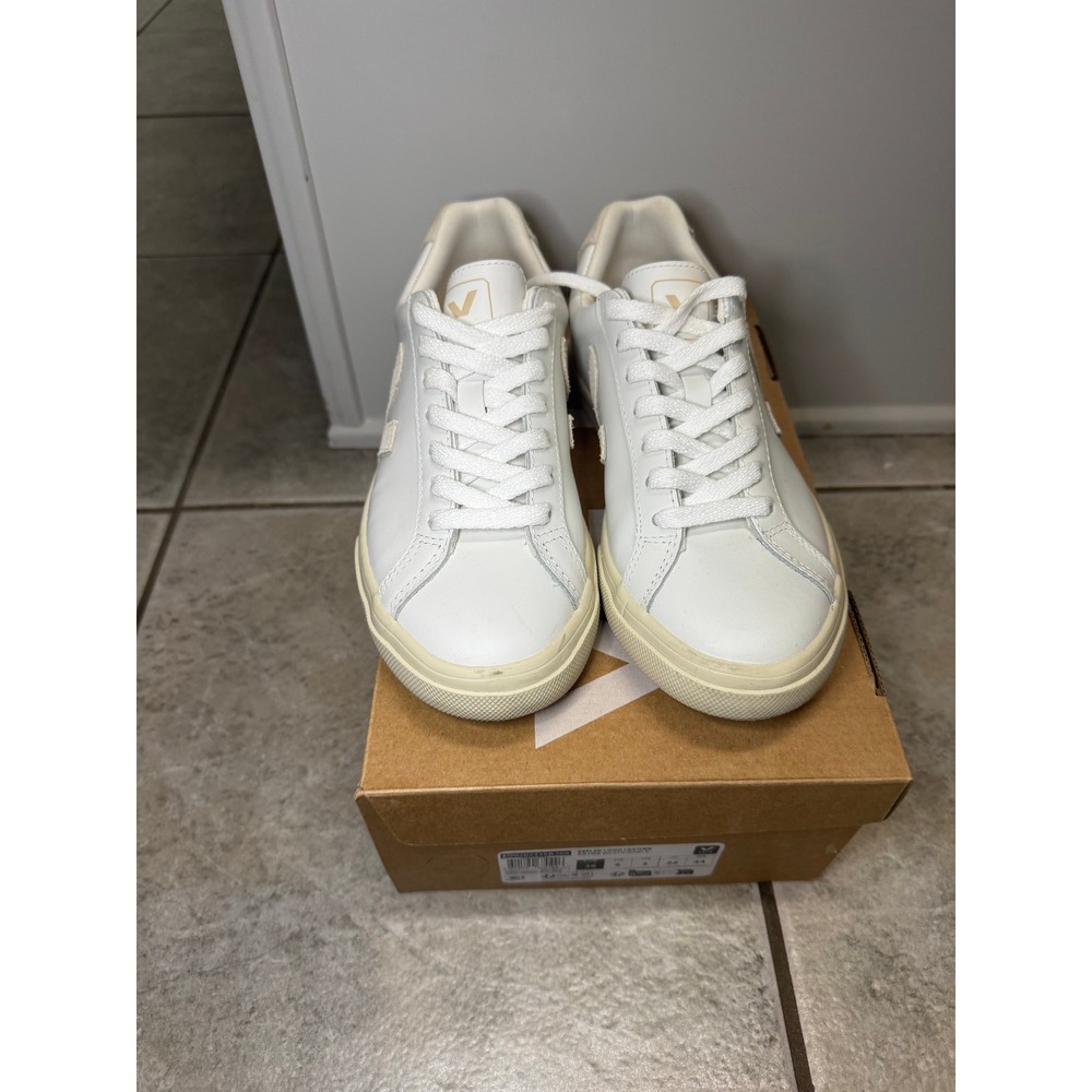 Veja Esplar Logo Leather Sneakers Extra White Sable Women Size 5